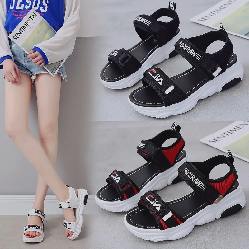 

2019 New Style Sandals Women's Summer Flat Students Korean-style Simple Comfortable Flat Heel Versatile Sports Casual Sandals Wo
