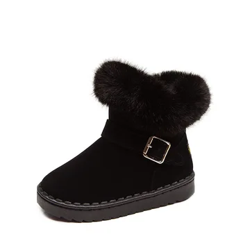 

Fashion Little Girl Fur Plush Warm Snow Boots Big Kids Warm Ankle Boots For Children'S Non-Slip Shoe 3 4 5 6 7 8 9 10 11 12 Year