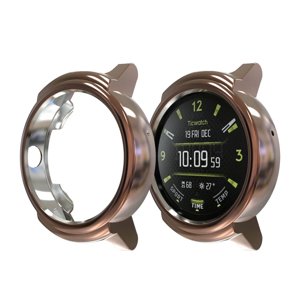 Rose Gold Ультратонкий чехол из ТПУ для Ticwatch E Smart Watch, защитный чехол, мягкий силиконовый бампер для Tic Watch E Frame, аксессуары для ношения - Color: Rose Gold