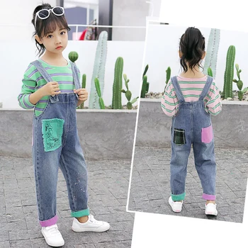 

Cute Girls Sets New Long Sleeve Striped T-shirts + Denim Overalls 2 Pieces Baby Girls Clothes Casual Kids Outfits Vestidos