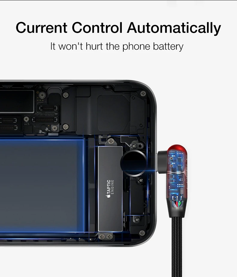 Светодиодный usb-кабель для iPhone X, Xr, Xs, Max, игровой usb-кабель для мобильного телефона, для iPhone 6, 7, 8, нейлоновый Плетеный зарядный кабель