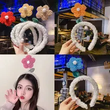 

New Fashion Cute Hairband Little Red Flower Head Hoop Korean Soft Plush Headband Wash Face Hair Accessories For Women Girls