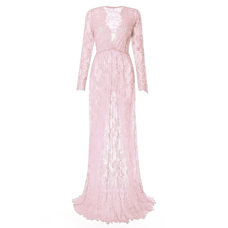 Pink Модное платье для беременных, кружевное платье для беременных, платье для фотосессии, летнее платье для беременных плюс - Цвет: Pink