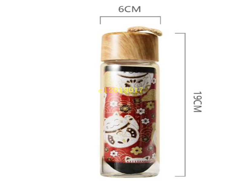 360ML Japanese style wind insulation cloth cover with glass water cup with handle cup