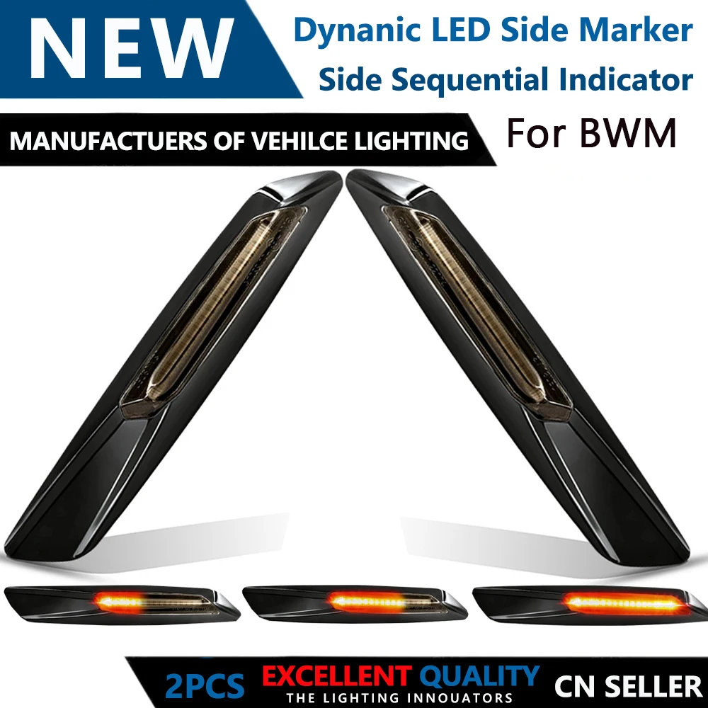 

2PCS Dynamic LED Fender Side Marker Light Turn signal light Sequential lamp for BMW E60 E61 E81 E82 E88 E90 E91 E92 E93