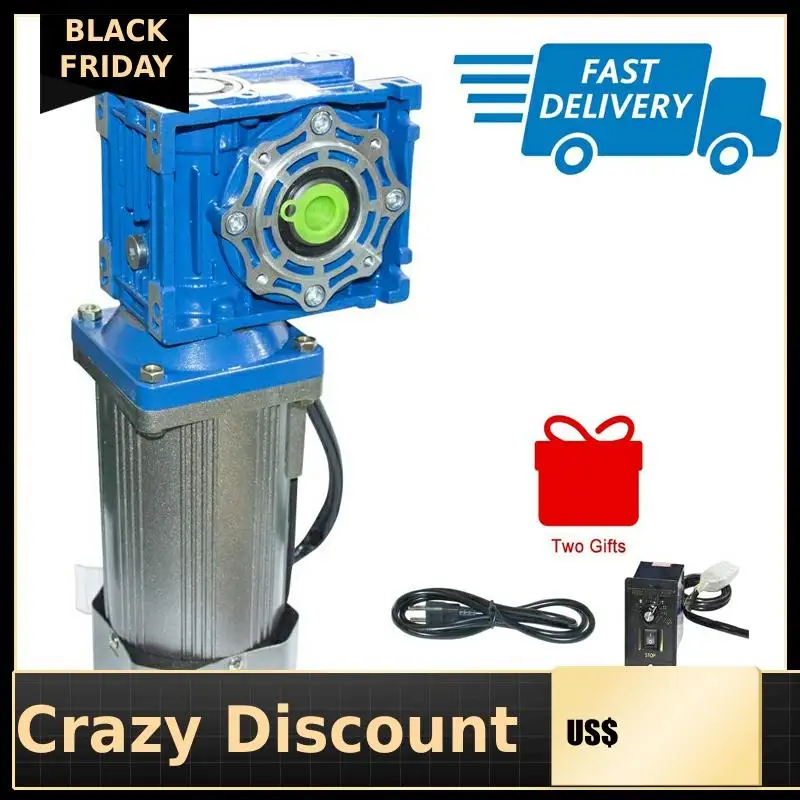 

Fast Ship AC Electric Worm Geared Motor 180W 110/220V 60Hz + Speed Controller Low Speed CW/CCW Variable Production Line Lifting
