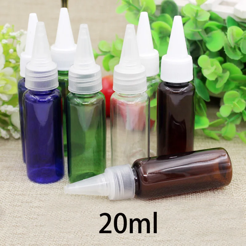 

20ml Plastic Bottle with Sharp Drop Lid Cosmetic Water Essential Oil Packaging Small Makeup Travel Container Free Shipping
