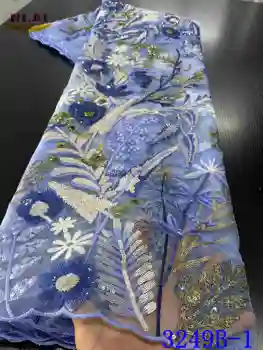 

NIAI French Lace Fabric With Sequence 2020 High Quality African Embroidery Lace Fabric Beautiful French Tulle Lace XY3249B-1