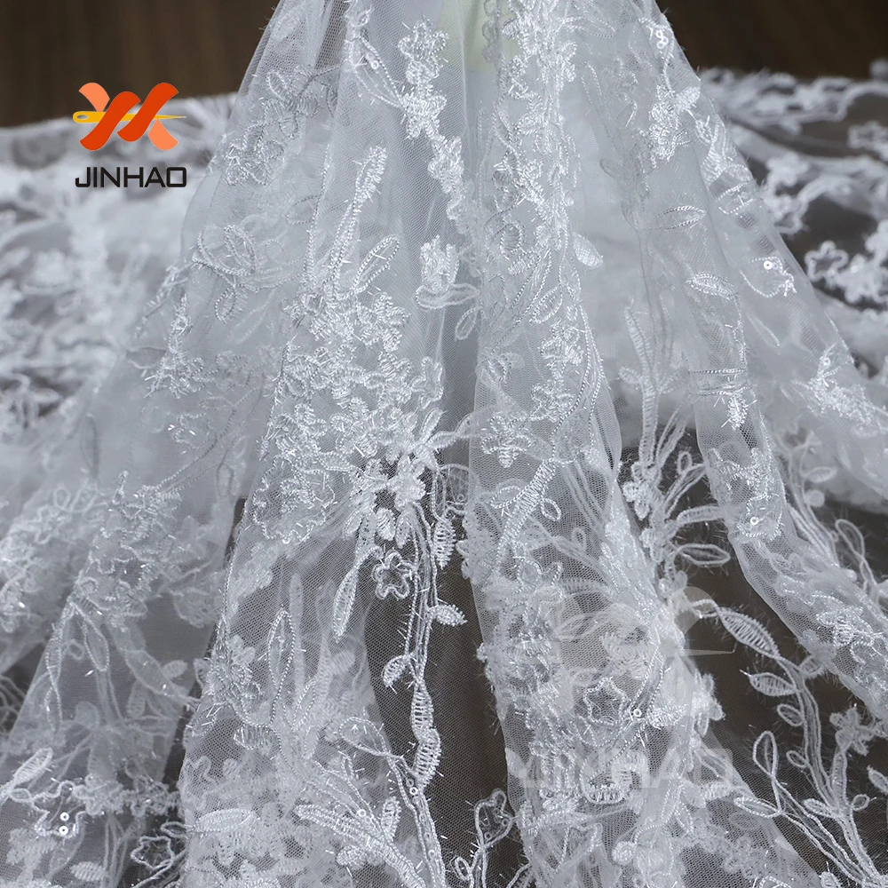 

African French Lace Fabric 2019 High Quality Lace Wedding Lace Fabrics Party Dress Lace Flash Light Stage Performance Shiny