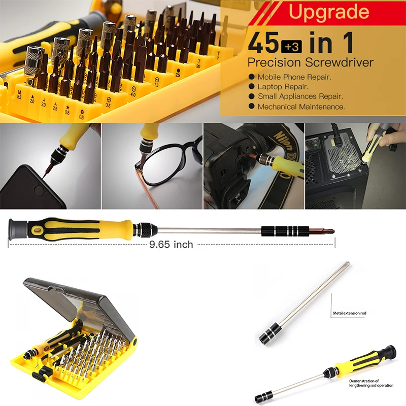 

45 In 1 Precision Hand Tool Set Screwdriver Set Maintenance Disassembly Handle Tweezer Tool For Mobile IPhone Computer Repair