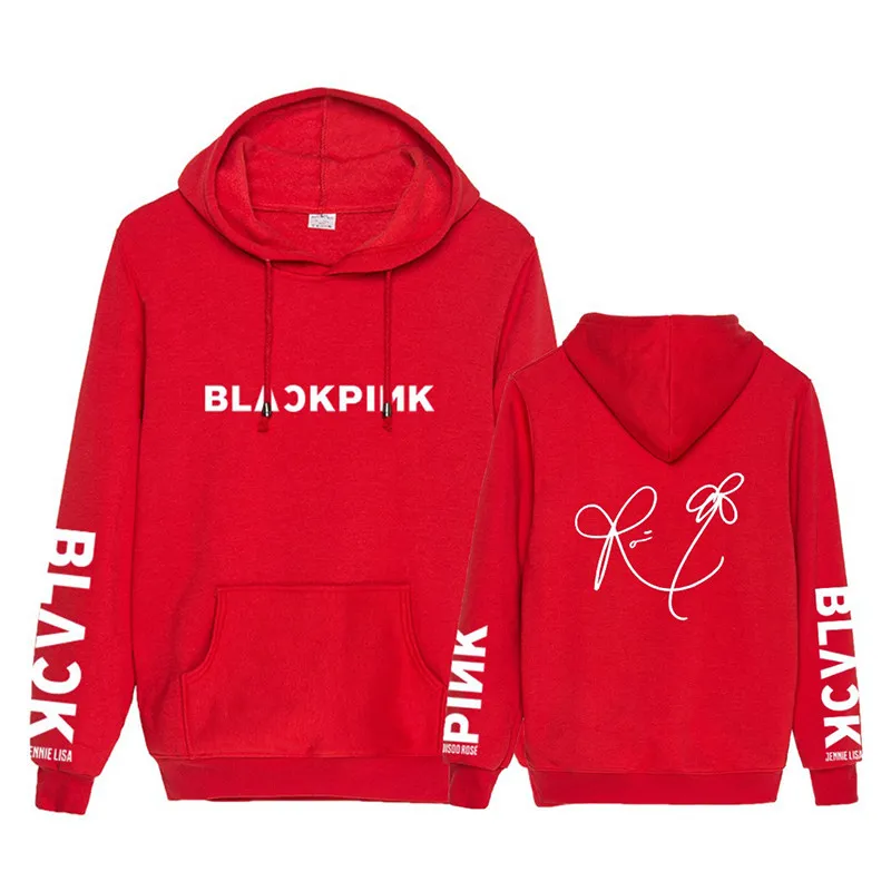 KPOP Черный Розовый JISOO JENNIE ROSE LISA Signature черный розовый свитер с капюшоном топы с длинными рукавами Пуловеры Толстовки PT1045