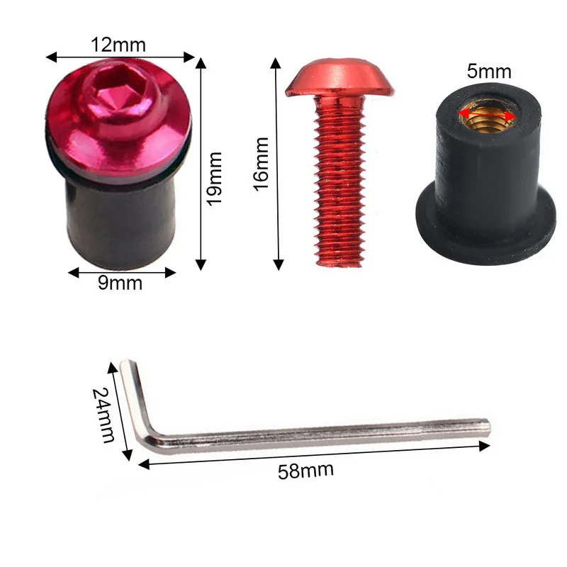 TOSPRA, универсальные болты для мотоцикла, гайки для скутера, 10 шт., болты для лобового стекла мотоцикла, комплект крепежных зажимов, винт 19x14 мм для мотоцикла