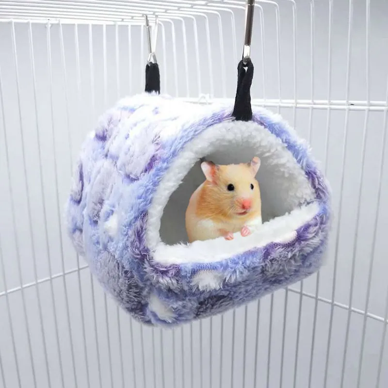 

Small Pets Winter Warm Cotton Fleece Nest Sleeping Bag For Squirrel Chinchillas Hamster Accessories Sleeping Bag With 2 Hooks