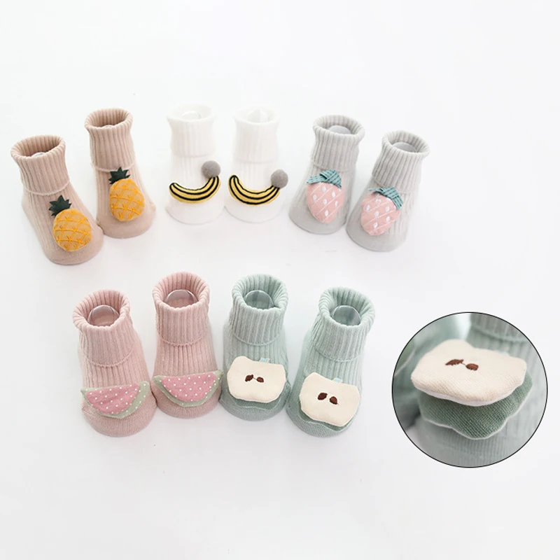 Милые 3D носки для новорожденных девочек зимние нескользящие с резиновой