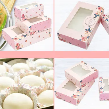 

10PCS 2/4/6 Pack Mini Mooncake Paper Gift Box Transparent Window Candy Cookies Cake Box Wedding Favor Gift Bag Party Decor