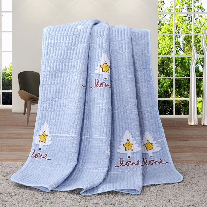 

Summer Bedding Polyester Fabric Washable Truss Embroidery Cartoon Pattern Summer Quilt Chemical Fiber Air Conditioner Quilt