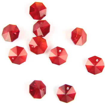

14MM 100pcs Red Glass Beads Crystal Octagon Beads Crystal Chandelier Beads For Home Decoration Curtain