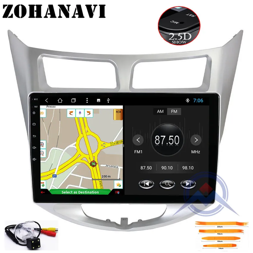 ZOHANAVI 10," Android 9,0 Восьмиядерный автомобильный dvd gps плеер для hyundai Solaris Verna accent автомобильный головной убор радио видео плеер navi