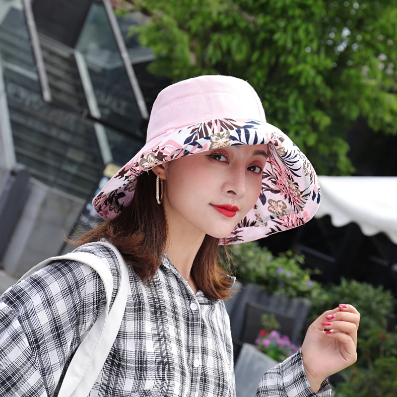 20 Double Side Womens Sun Women Bucket Hats 22 Colors Wide Brim Visor Hats Lady Sunbonnet Fedoras - Цвет: 20