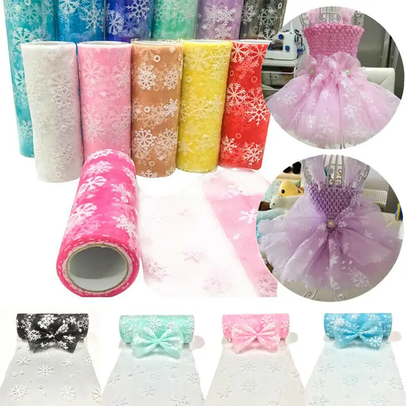 15 см* 10 ярдов Снежинка тюль рулон органзы Прозрачная Обертка подарок лук Ткань DIY ремесло пачка юбка Свадебная вечеринка Рождество украшения