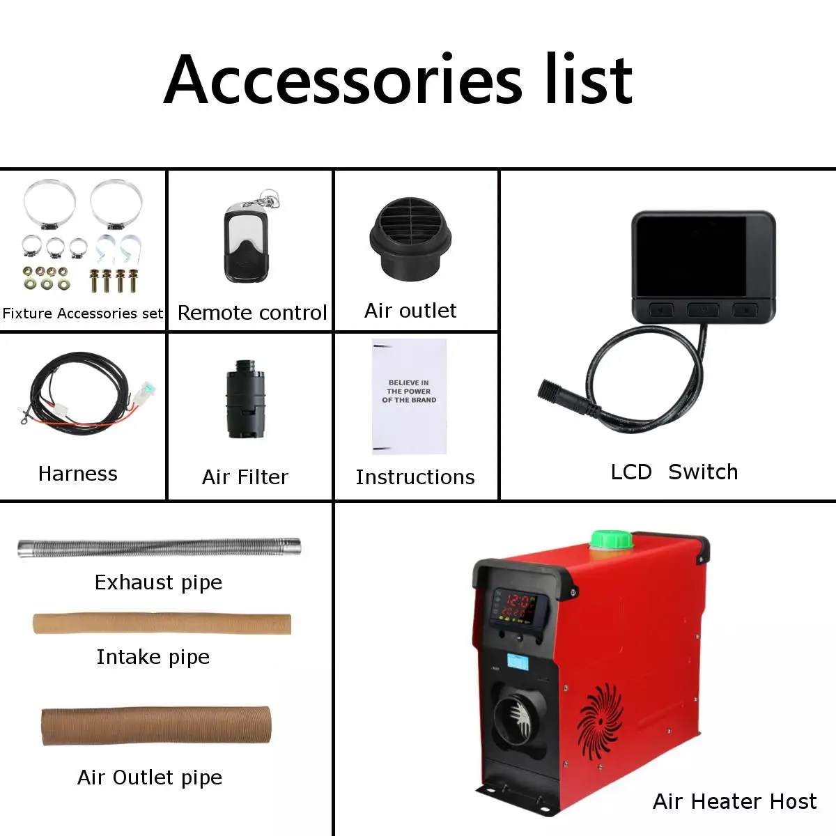 All In One 8000W Air diesels Parking Heater 8KW 12V Car Heater For Trucks Motor-Homes Boats Bus+LCD key Switch+Remote Control