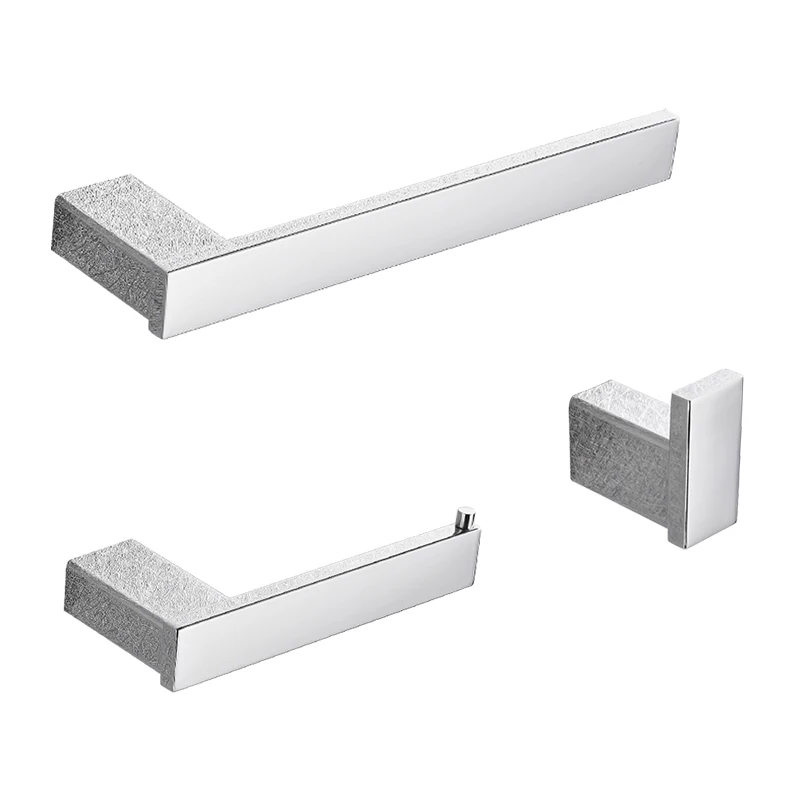 3 piese Bahtroom set Набор аксессуаров для ванной комнаты хромированный крючок для халата полотенцесушитель стойка для полотенец башня барная полка держатель для бумажной ткани аксессуары для ванной комнаты настенное крепление - Цвет: 3 piese Bahtroom set