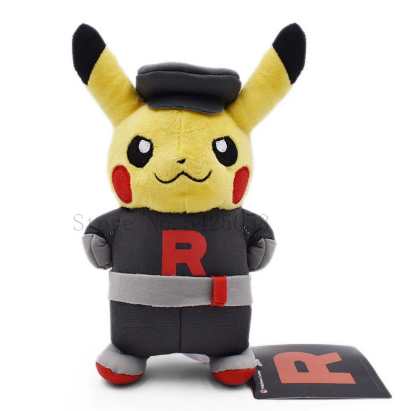 6 стилей Peluche Pikachu cosplay Team Rocket Magma Aqua Galactic блики плазмы Мягкие плюшевые Мультяшные Куклы Детские Подарочные игрушки 20 см