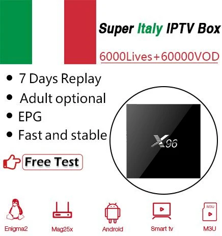 X96W Android 7,1 tv box+ IP tv Италия Европа Германия Albania Великобритания взрослый IP tv m3u mag 2G/16G Wifi BlueTooth 4K tv box set top box