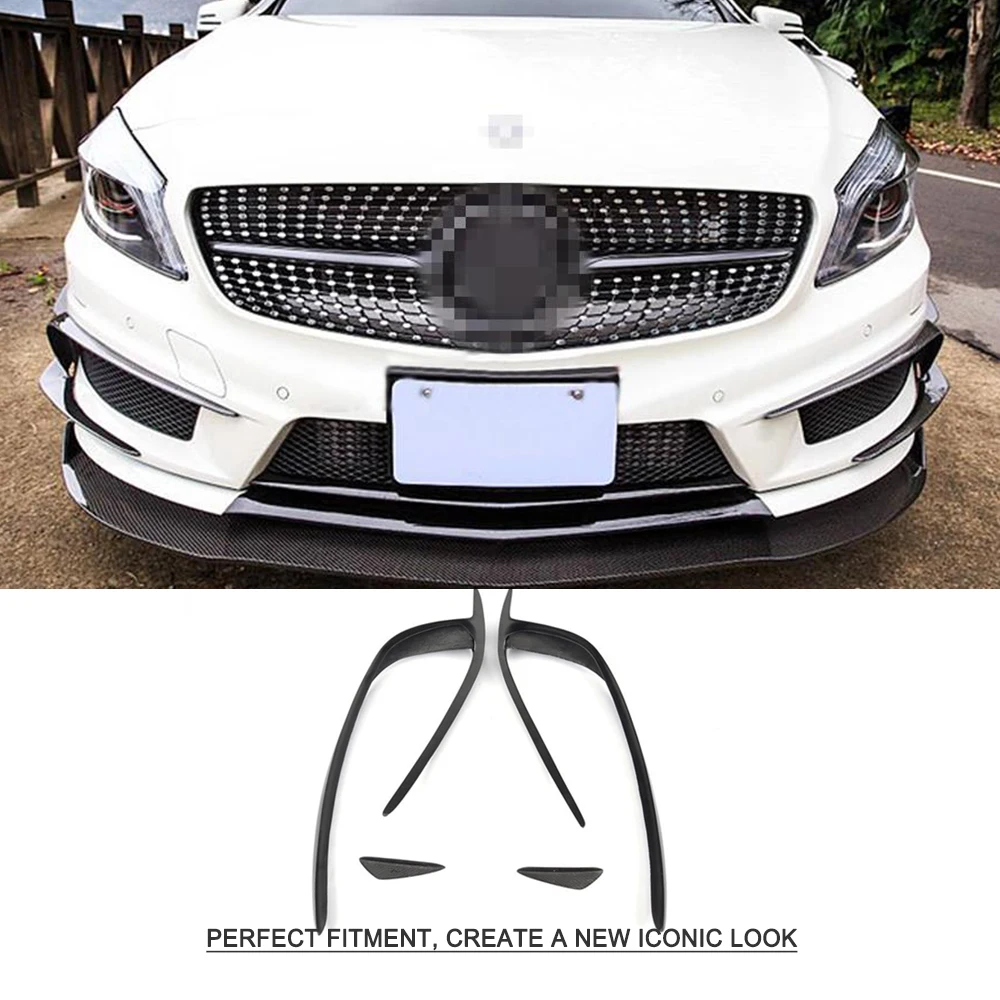 W176 передний бампер сплиттерная губа карбоновое волокно Canards спойлер для Mercedes Benz A180 A200 A250 A45 вид передней губы 2013-15