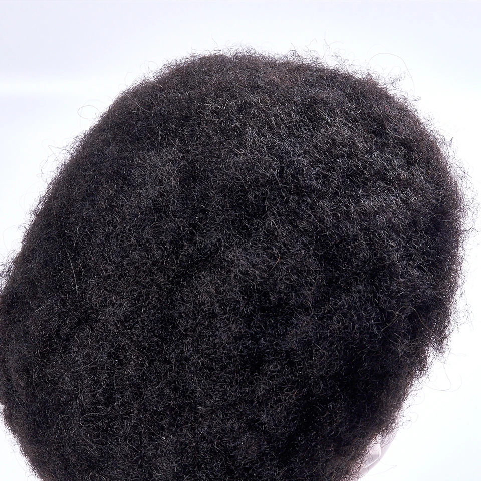 Мужской парик полный шнурок афро кудрявый замена волос система ручной работы шиньоны индийские человеческие волосы remy 6 дюймов