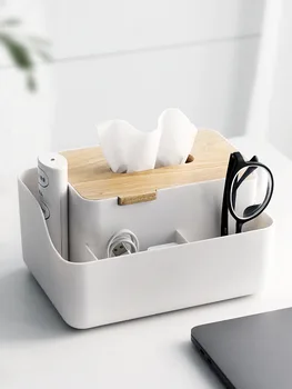 

Multi Functional Office Desk Tissue Box Remote Control Storage Wooden Drawer Household Living Room Toilet Paper
