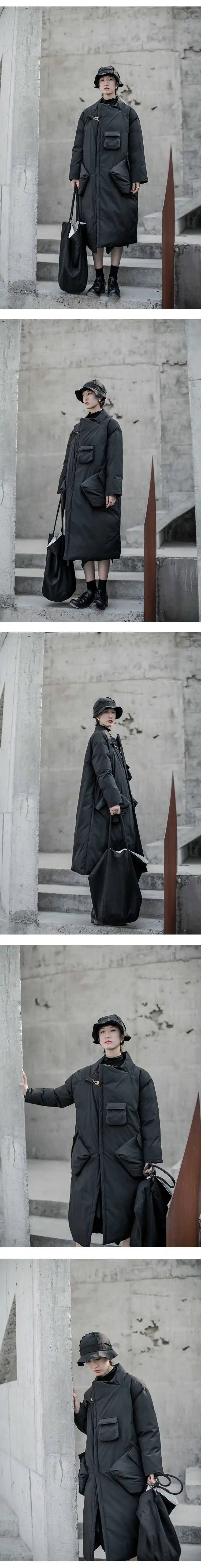 [EAM] Большие размеры, плотное пальто с хлопковой подкладкой, с карманами, с длинным рукавом, свободный крой, женские парки, модная новинка, Осень-зима, 19A-a814