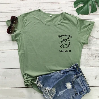 

There Is No Planet B Slogan Tshirt Streetwear Pocket Graphic Tees Women Save Mother Earth T-shirt Girl Cotton Tops Dropshipping