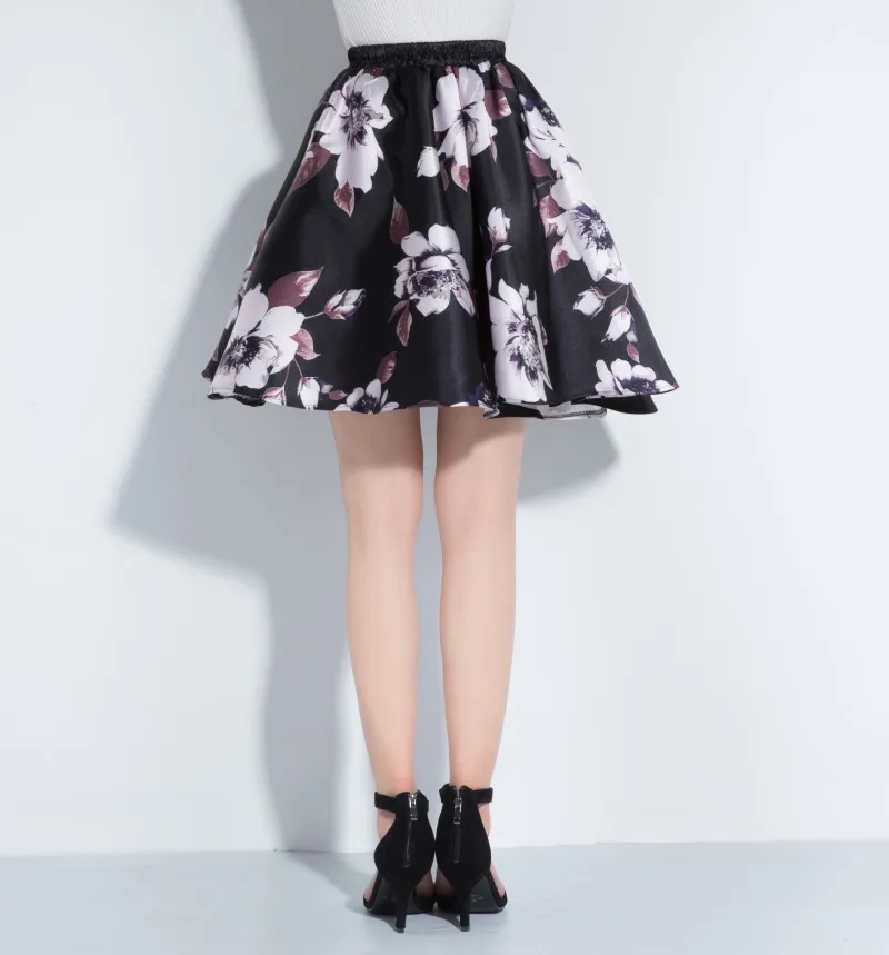 Flower Floar Printing Ladies Jacquard Pleated Ball Gown Short Skirts Womens Vintage Floral High Waist Many Choices