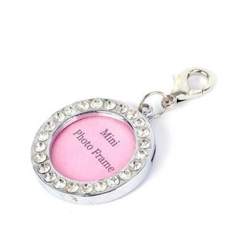 Мини-фоторамка со стразами для собак и кошек DIY LOVE/Star/Round Pink Puppy ID Tag ожерелье ювелирное жемчужное ожерелье# LR2