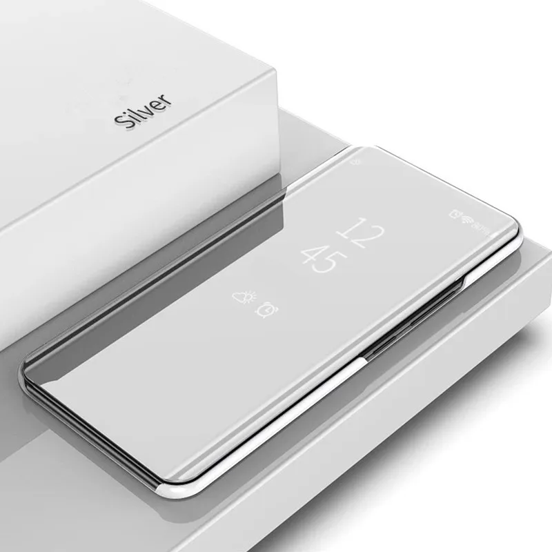 Silver Умный зеркальный флип-чехол для телефона для samsung galaxy S10 S9 S8 плюс S7 Edge Note 10 плюс A10 A30 A50 A60 A70 A80 M10 M20 M30 крышка - Цвет: Silver