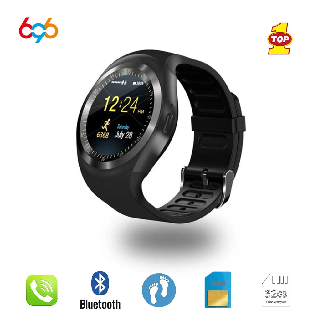 Bluetooth Y1 Смарт-часы Relogio Android Smartwatch телефонный звонок GSM Sim удаленный спортивный шагомер 50 шт./партия