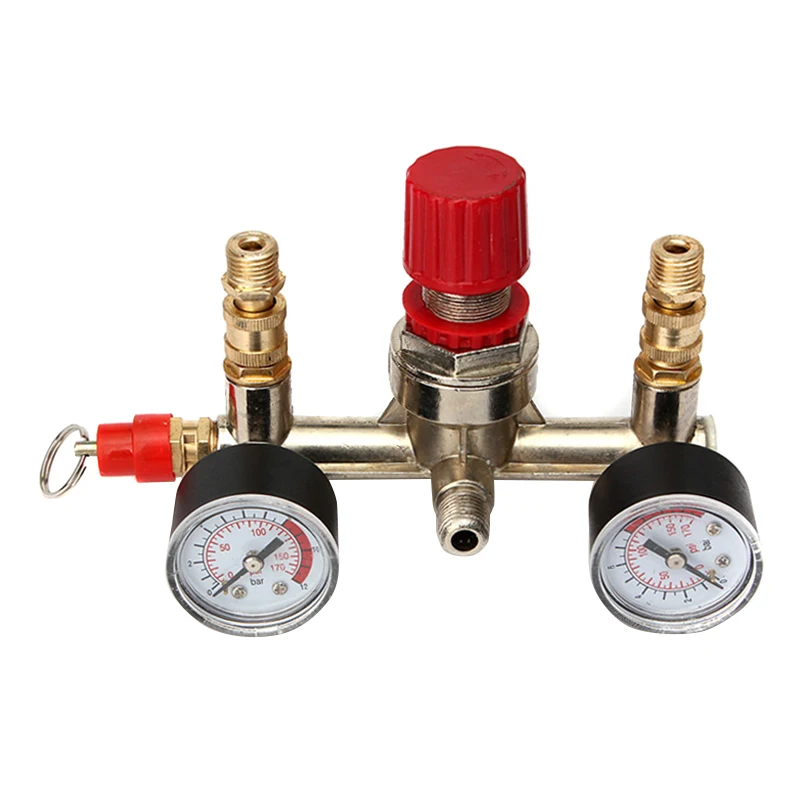 Воздушный вентиль для компрессора. Коллектор регулятор. Автоматический переключатель давления. Коллектор регулятор. Реле давления на компрессор с манометрами 12 бар, 16а.