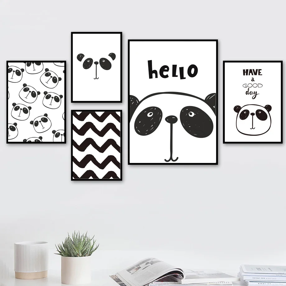 Носки для малышей с милым рисунком панды Wall Art Холст Картина Nordic Плакаты и принты
