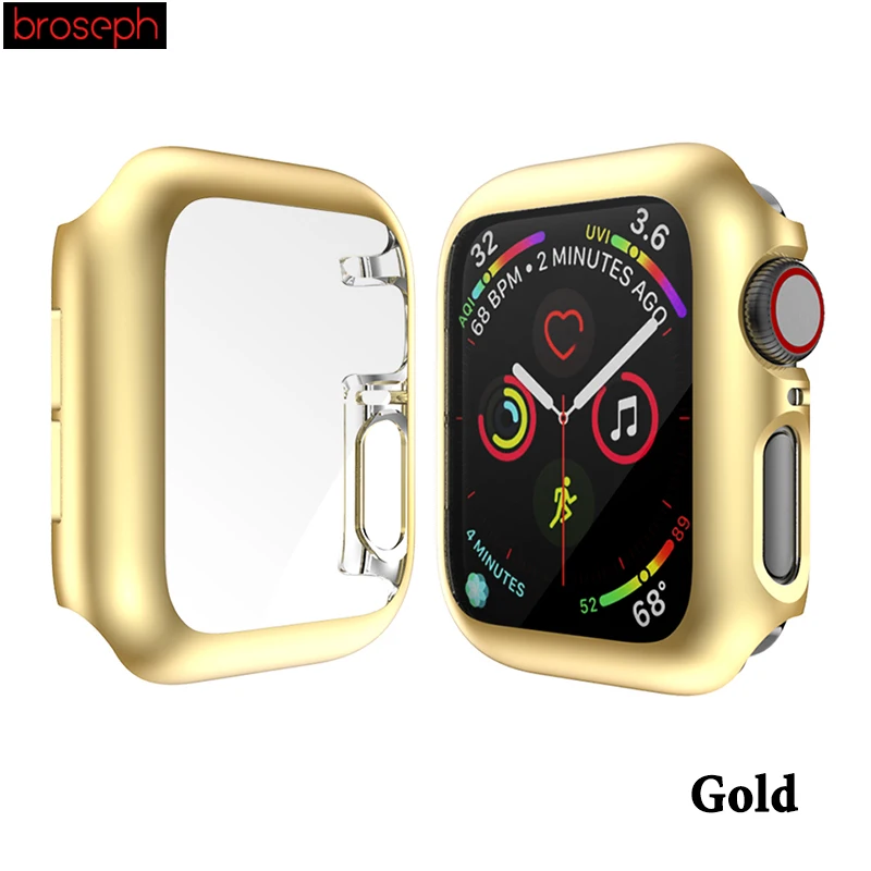 Gold Чехол для экрана для Apple Watch Band Series 4 iWatch Band 44 мм 40 мм покрытие полное покрытие корпус бампер часы аксессуары - Цвет: Gold