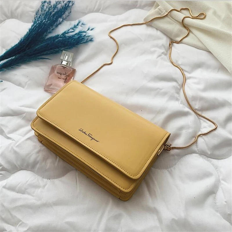 Женская сумка через плечо из искусственной кожи с цепочкой маленькая квадратная