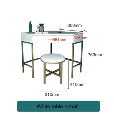 Скандинавский набор для туалета с выдвижным ящиком для спальни Многофункциональный туалетный столик доска Manmade белая круглая зеркальная семейная мебель - Цвет: Table Chair