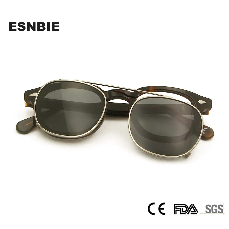 US $23.58 Acetate Eyeglasses Frame With Polarized Clip On Sun Glasses For Driving AntiGlare Optical Myopia Glasses Designer Shades