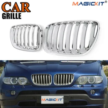 

MagicKit 2x For BMW X5 E53 2004-2006 LCI-Facelift Chrome Front Sport Kidney Grille Grill
