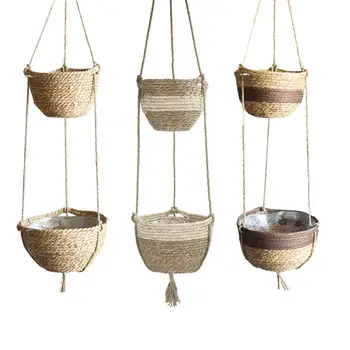 

2 Tier Hanging Planter Basket Handmade Plant Hanger Decorative Hanging Planter Pot Holder