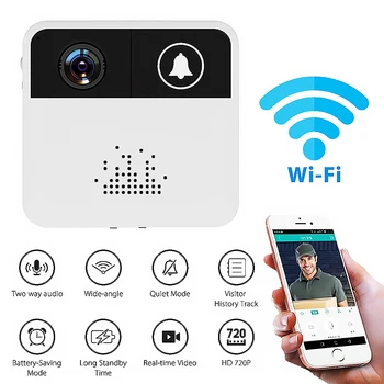 

Smart Wireless Door Bell Camera 720P Night Vision Two-Way Audio Smart Doorbell with Wide Angle Lens