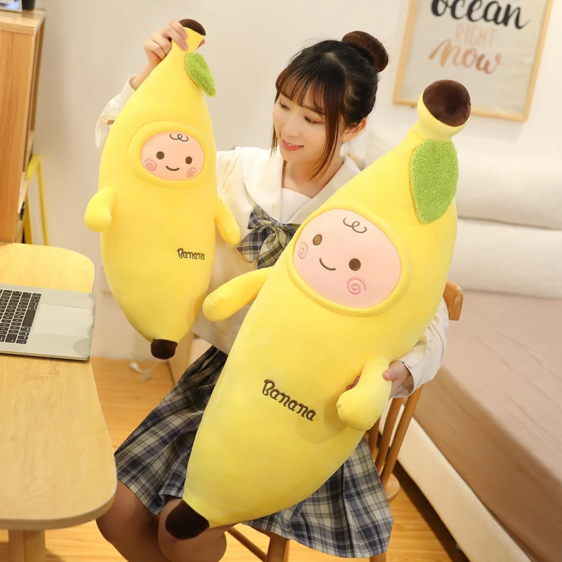 Подушка банан для девушек спавших на кровати с ногами Зажимная кукла длинная