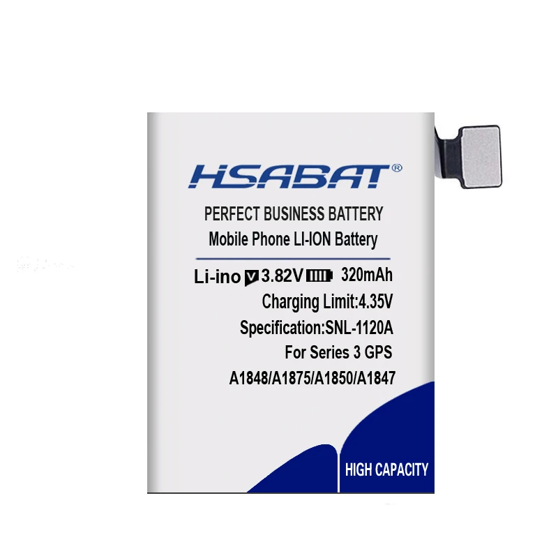 Аккумулятор HSABAT 320 mAh/420 mAh для Apple Watch Series 3 gps/LTE 38 мм/42 мм A1847 A1875 A1848 A1850 A1858 A1859
