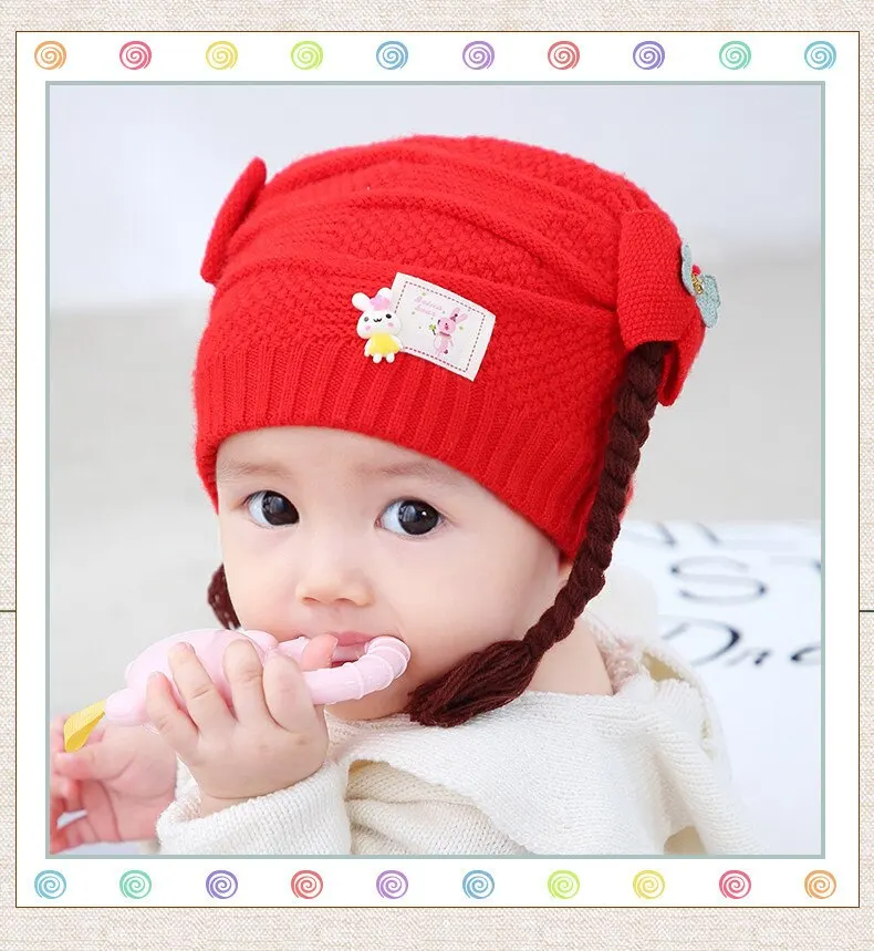 CYSINCOS детская шапка s Хлопковая шапочка для младенца осень зима парик шляпы детские для девочки дети шляпа шерсть вязаная детская шапка с наушниками