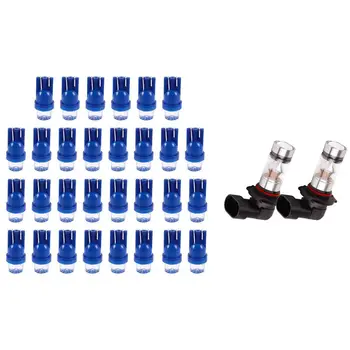 

30Pcs T10 W5W 194 168 1-LED Car Light Side Dashboard Tail Lamp Bulb & 2Pcs 9005 HB3 100W 2323 LED Fog Driving Light